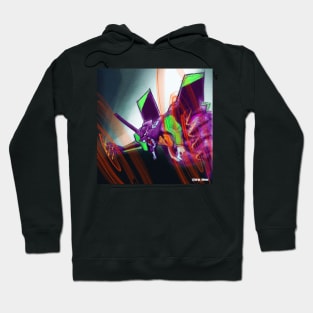 the monstrous mecha the eva 01 in neon genesis evangelion art Hoodie